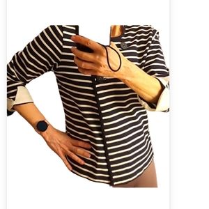 Lands End White and navy striped sweater.